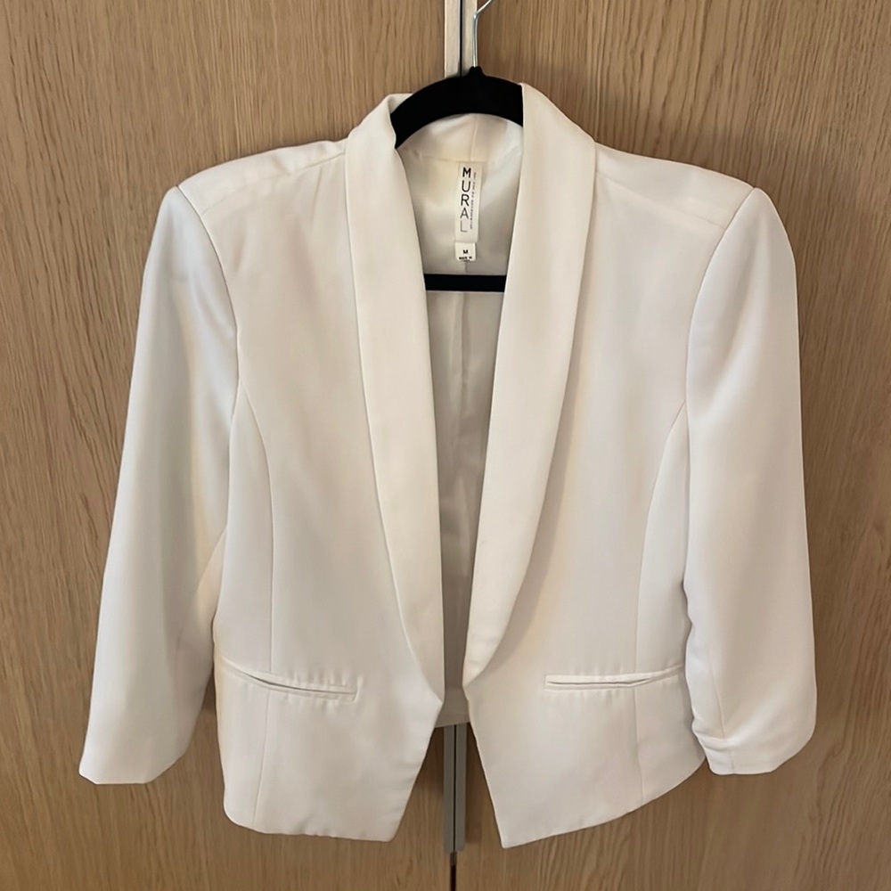 White blazer padded shoulders
